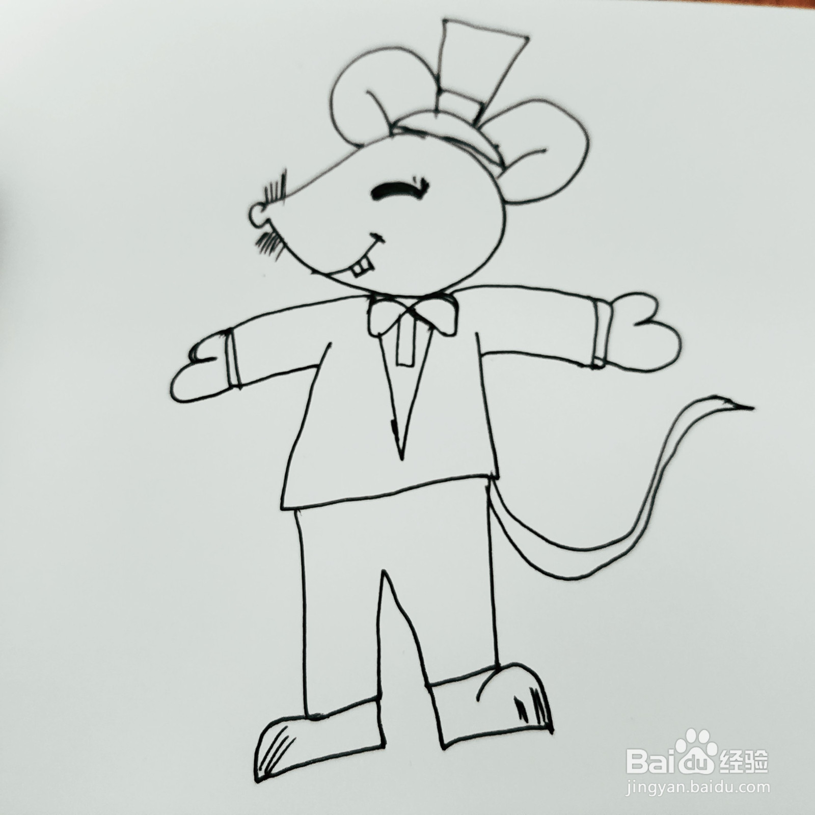 如何来画一只绅士的老鼠先生简笔画呢?