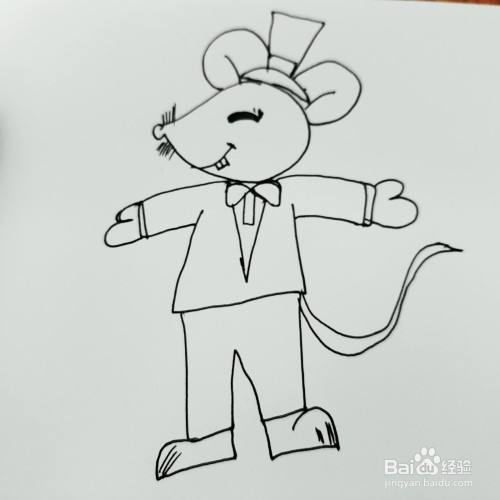 如何来画一只绅士的老鼠先生简笔画呢?