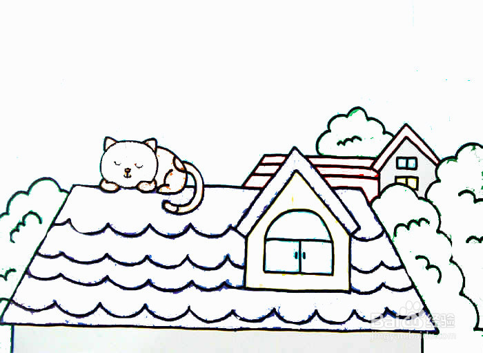 小猫的房子简笔画图片图片