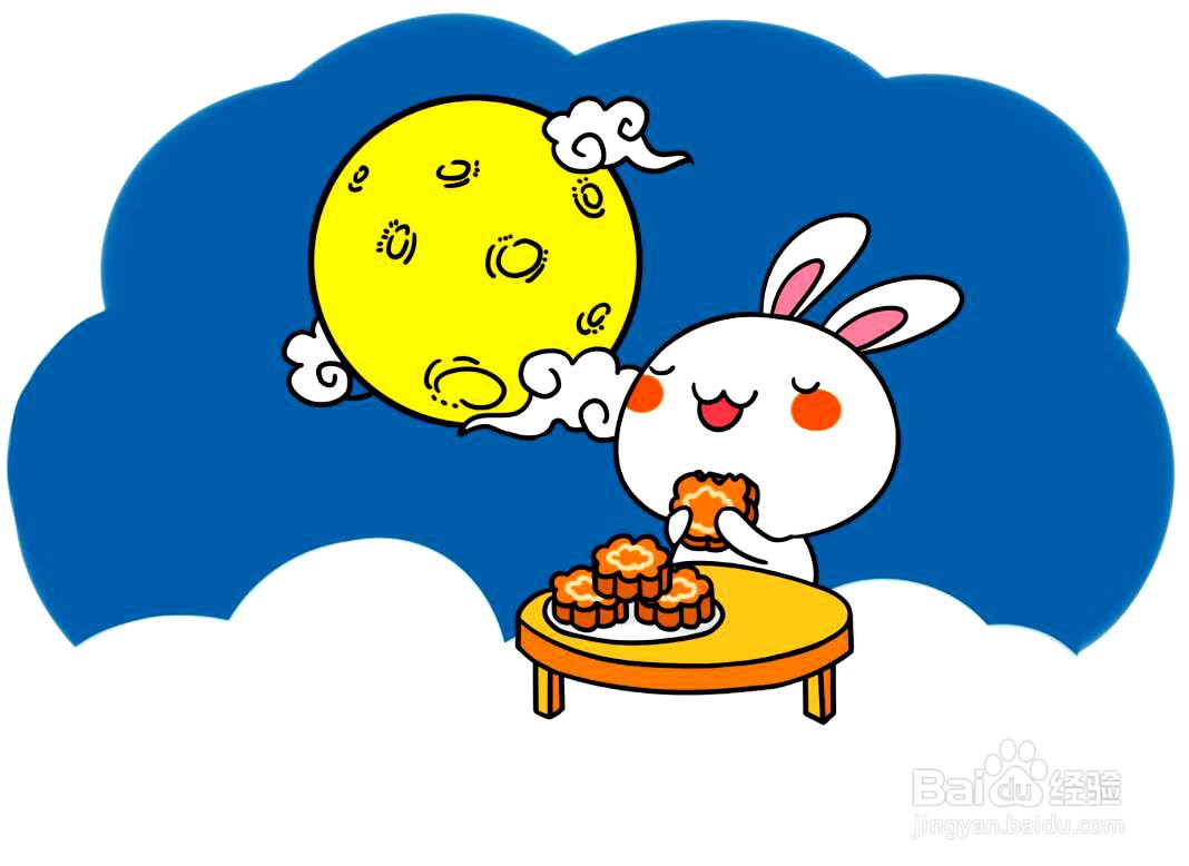 小兔子吃月饼的简笔画怎么画