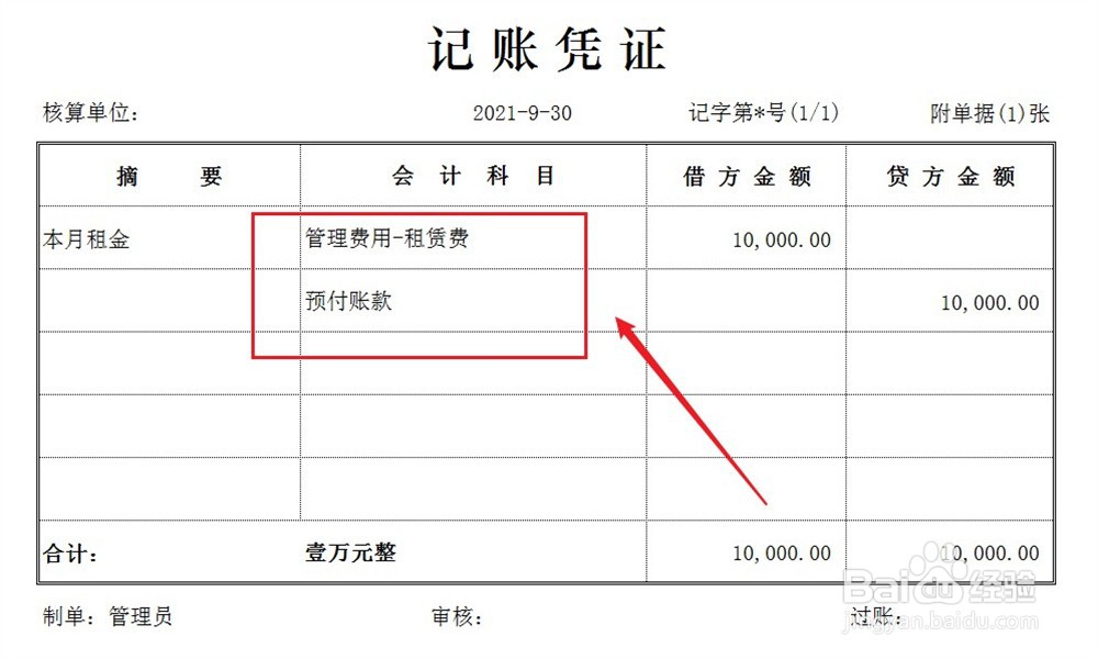 预付租金怎么做会计分录
