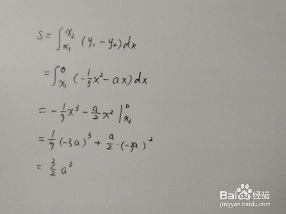 曲线y1=-x^2/3与直线y2=ax围成的面积