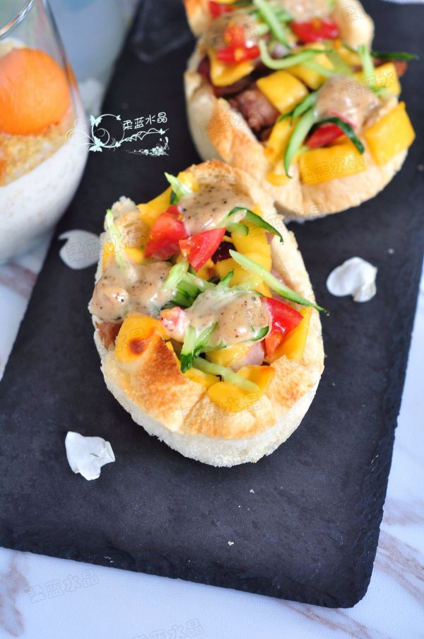 烤鸭芝士面包盏