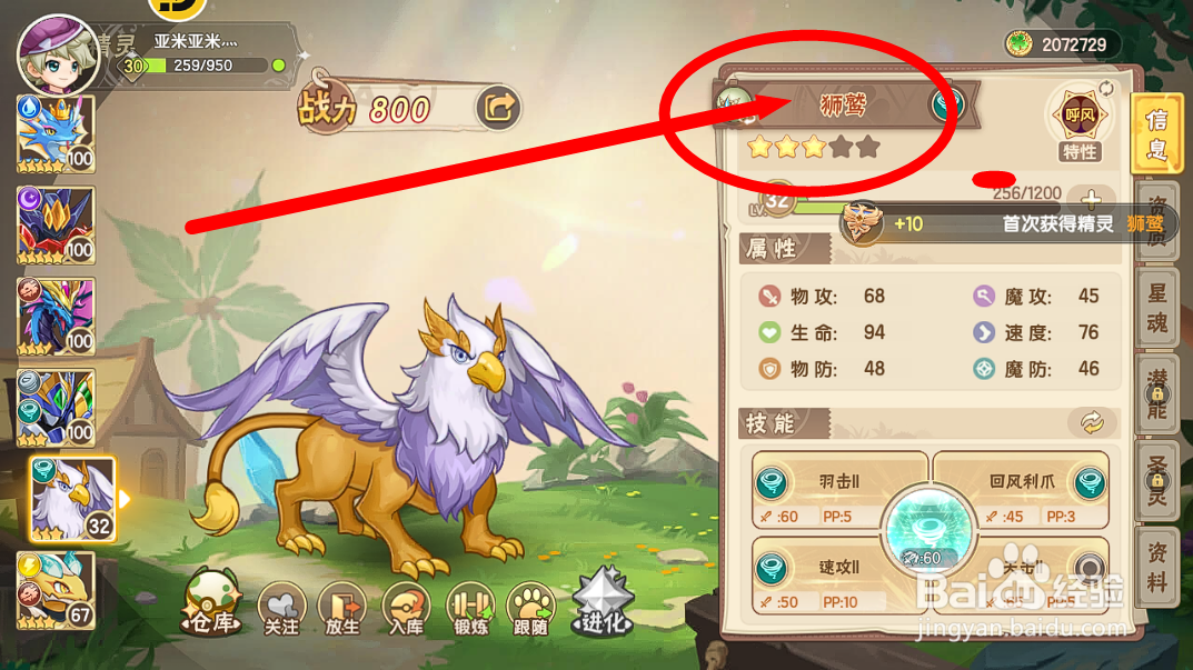 西普大陆怎么进化获得精灵【狮鹫】？