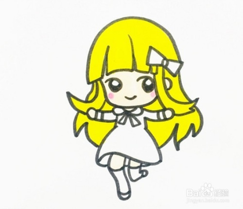 简笔画系列-怎么画长发女孩简笔画步骤