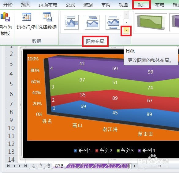 EXCEL三维百分比堆积面积图的显示布局6的效果
