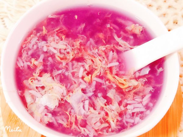 紫薯醪糟鸡蛋汤