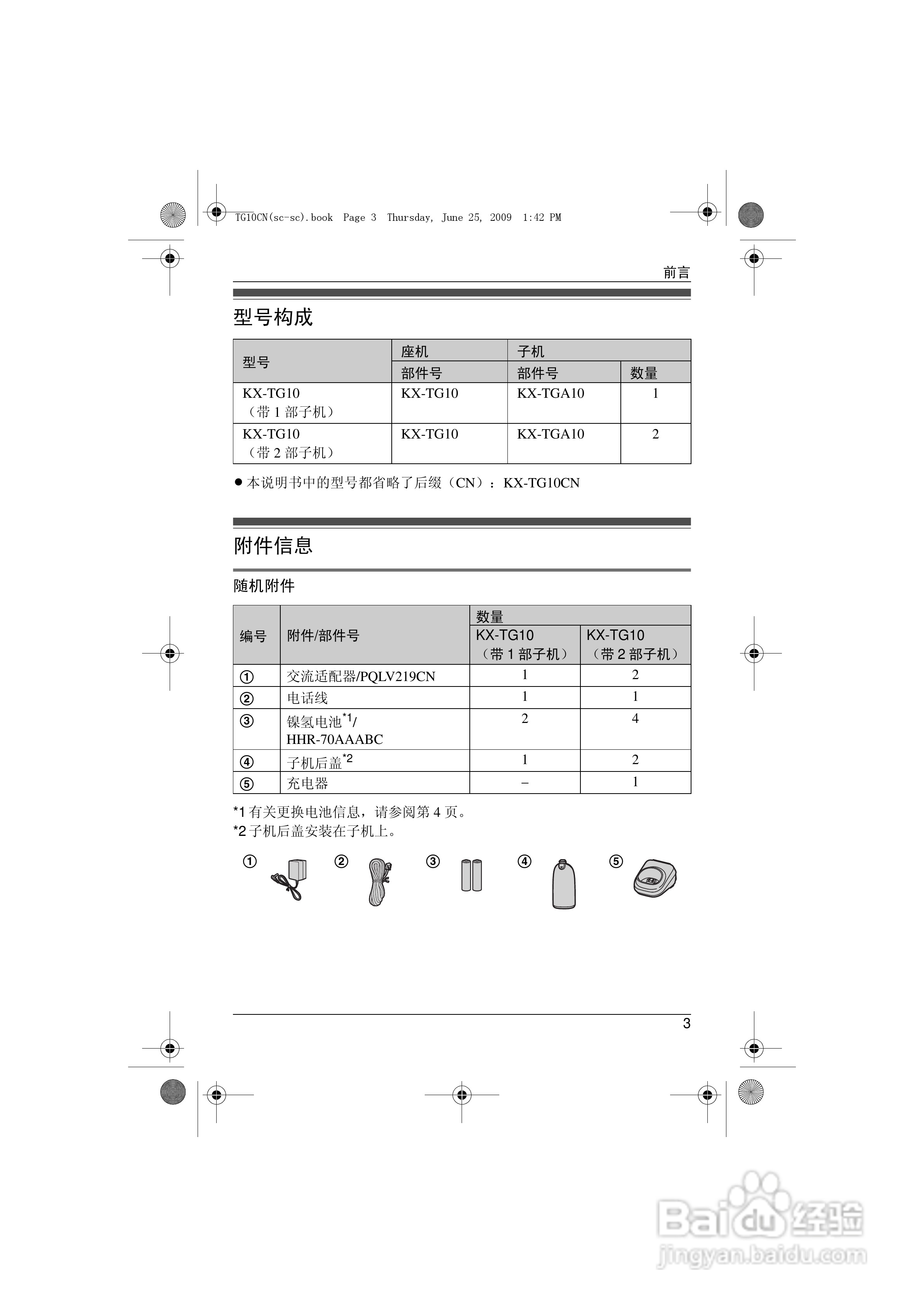 松下无绳电话X-TG2420CN使用说明书:[1]