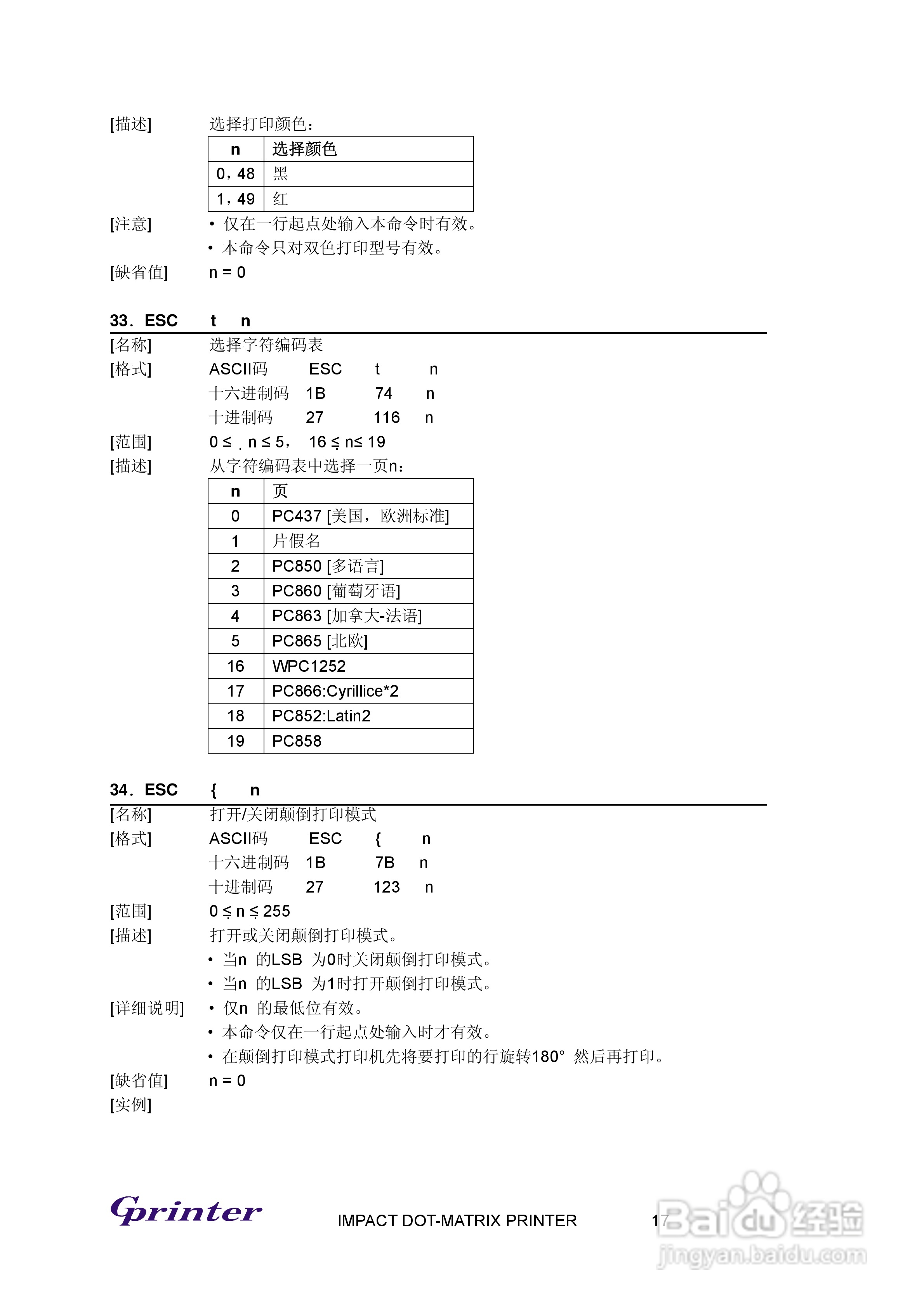 Gprinter撞击点阵式打印机GP-7635K说明书:[2]