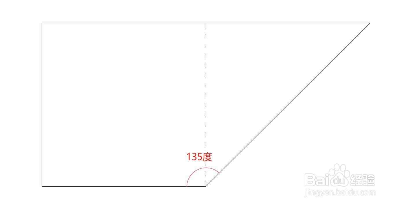 怎么用长方形纸折出135度角