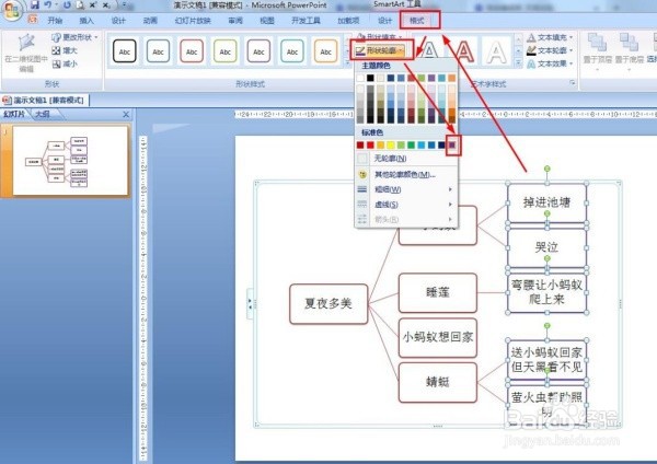 PPT夏夜多美知识结构图怎么制作