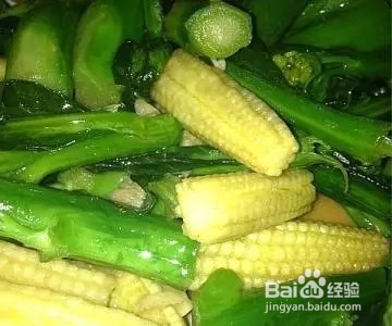 玉米笋炒芥蓝