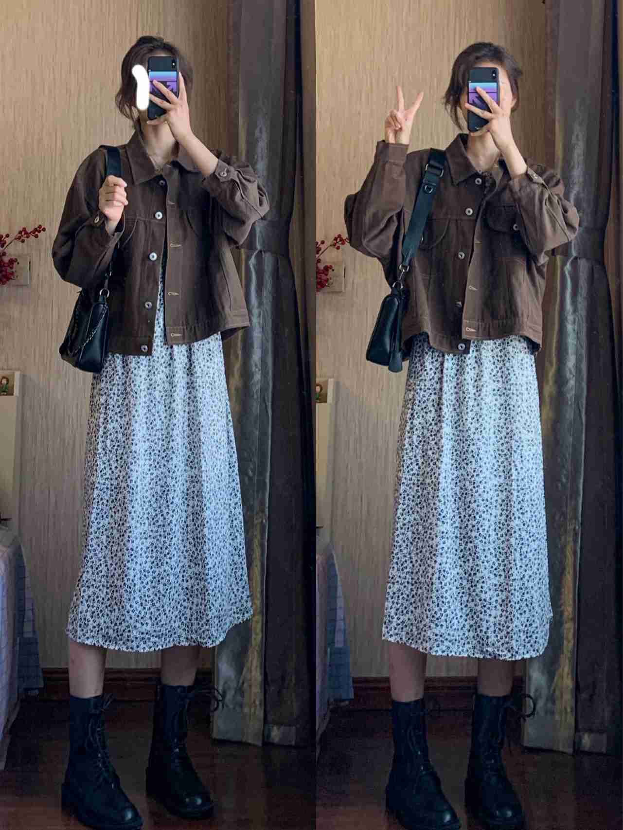 175 95的穿搭分享|秋冬穿搭必备的碎花裙