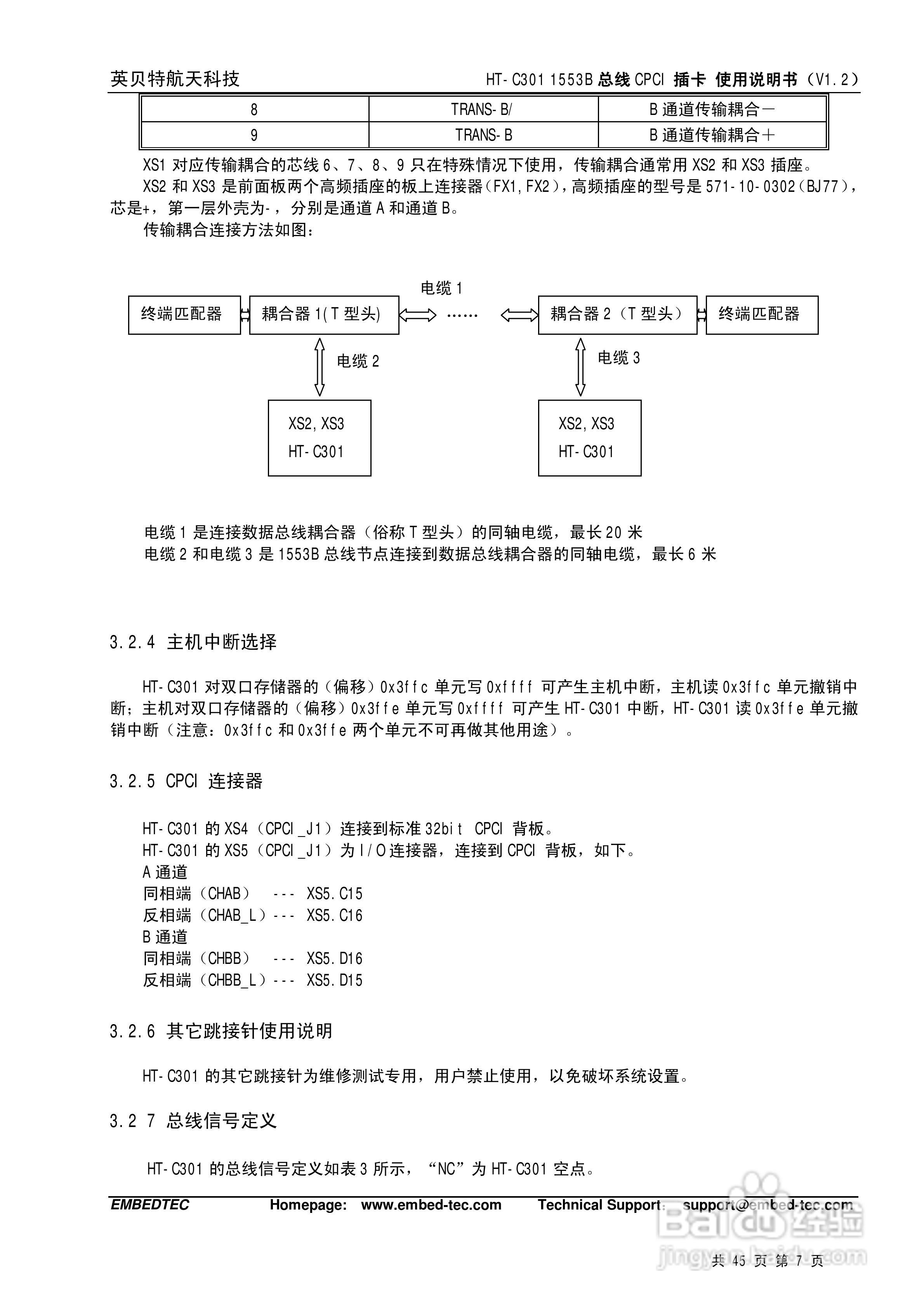 英贝特航天科技HT-C301 1553B总线CPCI插卡使用说明书:[1]