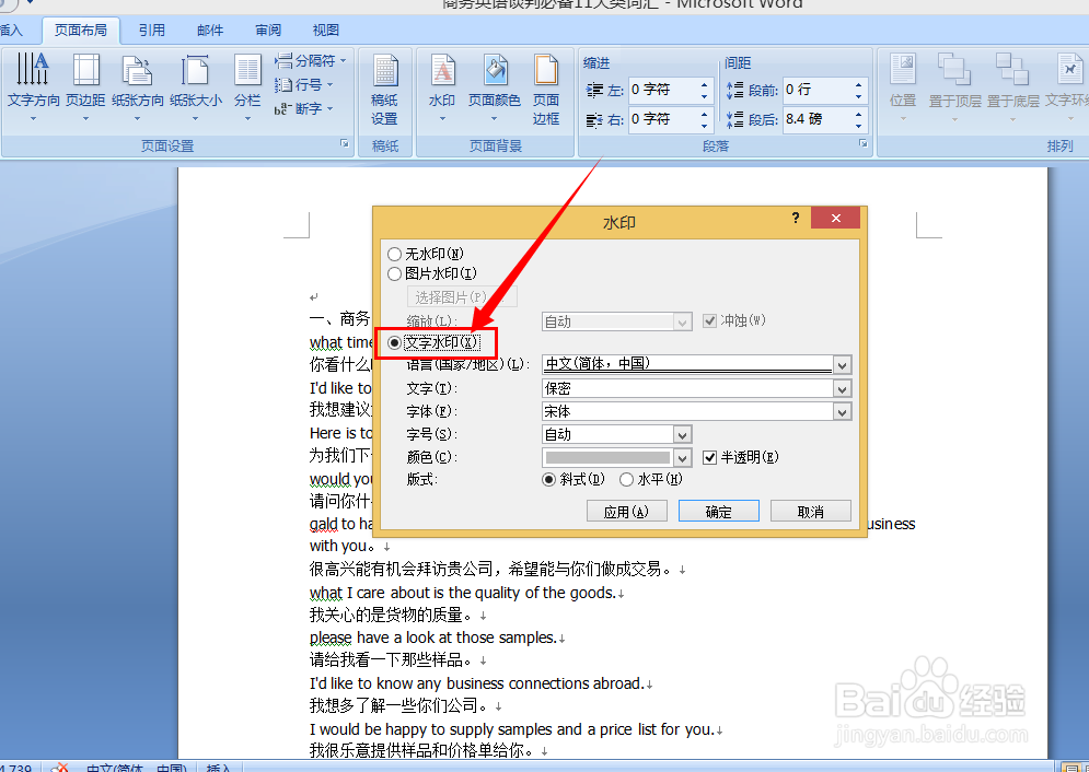 怎样为文本添加水印
