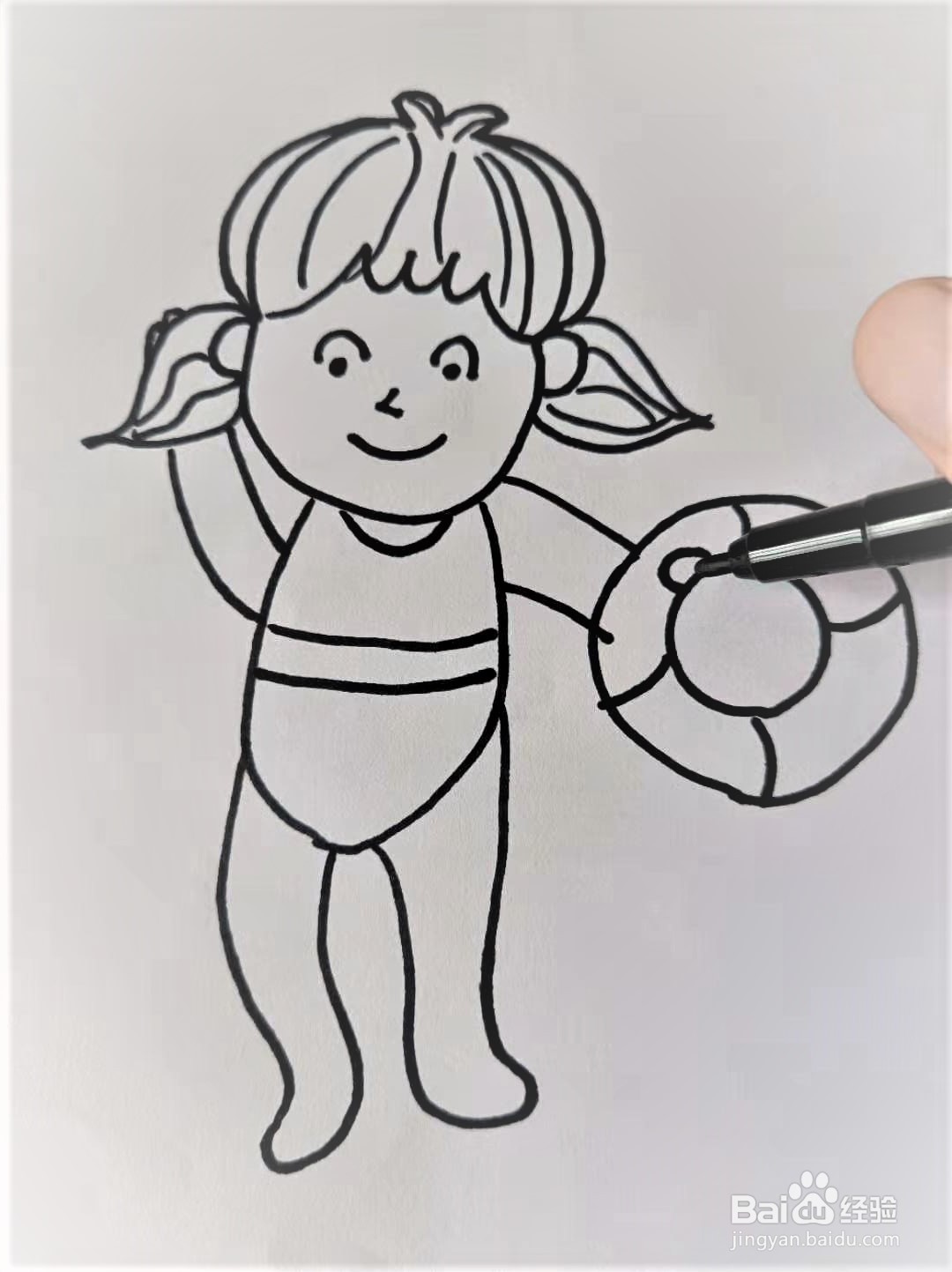卡通泳装小女孩简笔画图片
