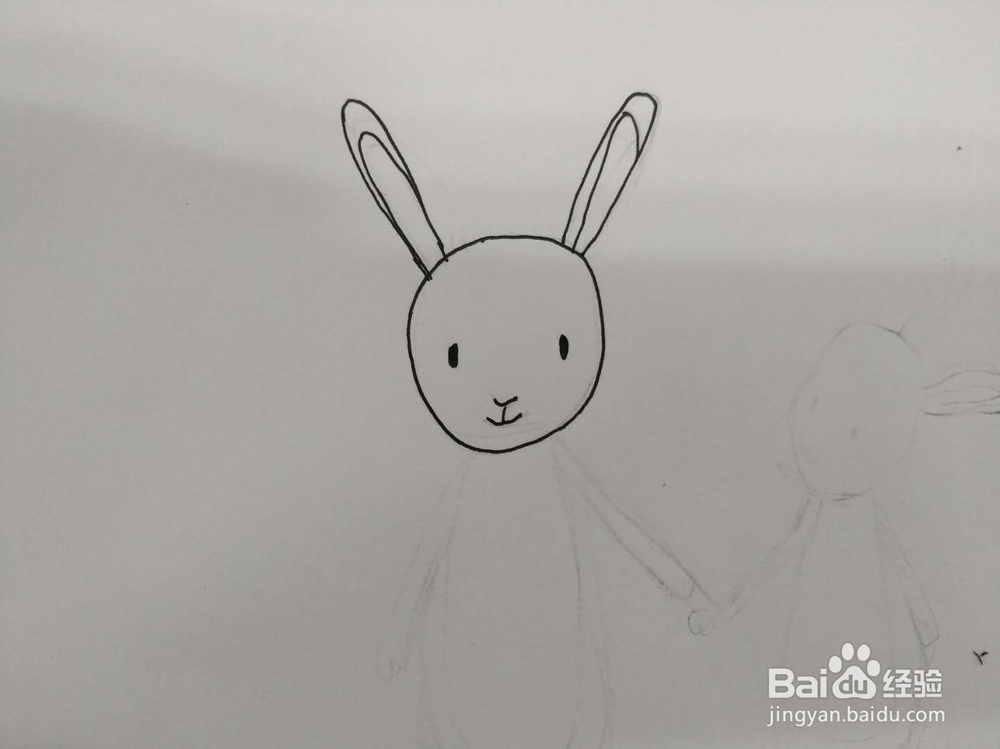 两只小兔子简笔画的画法-怎么画小兔子手拉手