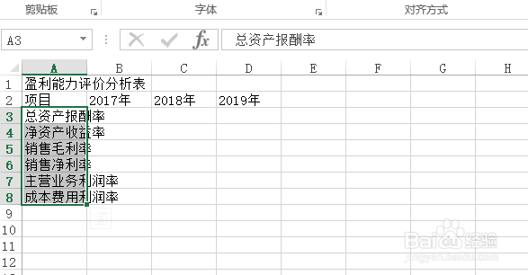 使用Excel怎样创建盈利能力评价分析表