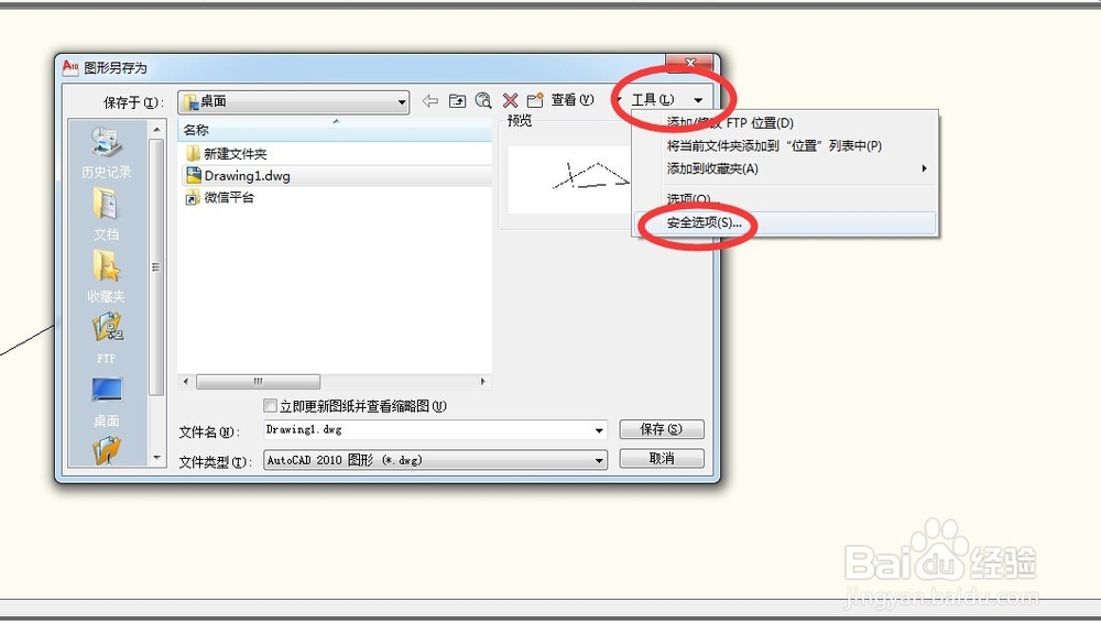 AutoCAD2010文件保存与加密方法