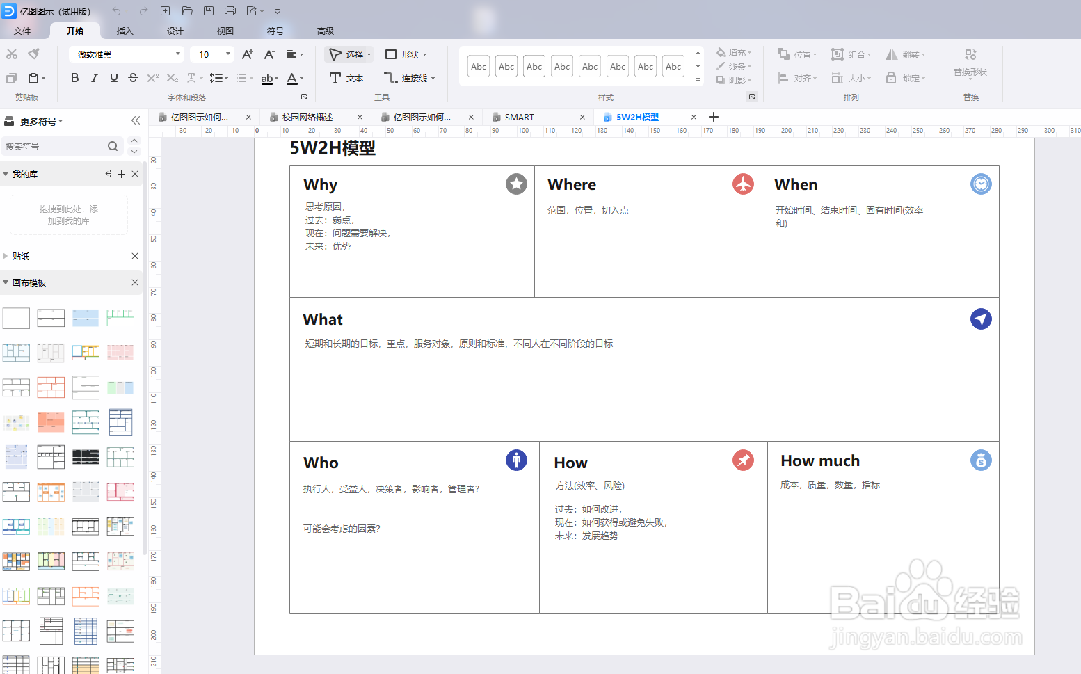 亿图图示怎么绘制一个“5W2H模型图”