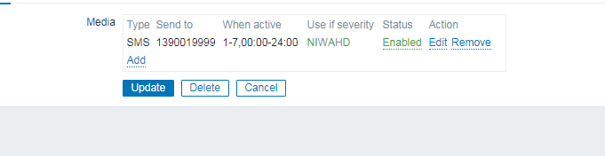 如何在zabbix中修改用户媒体？