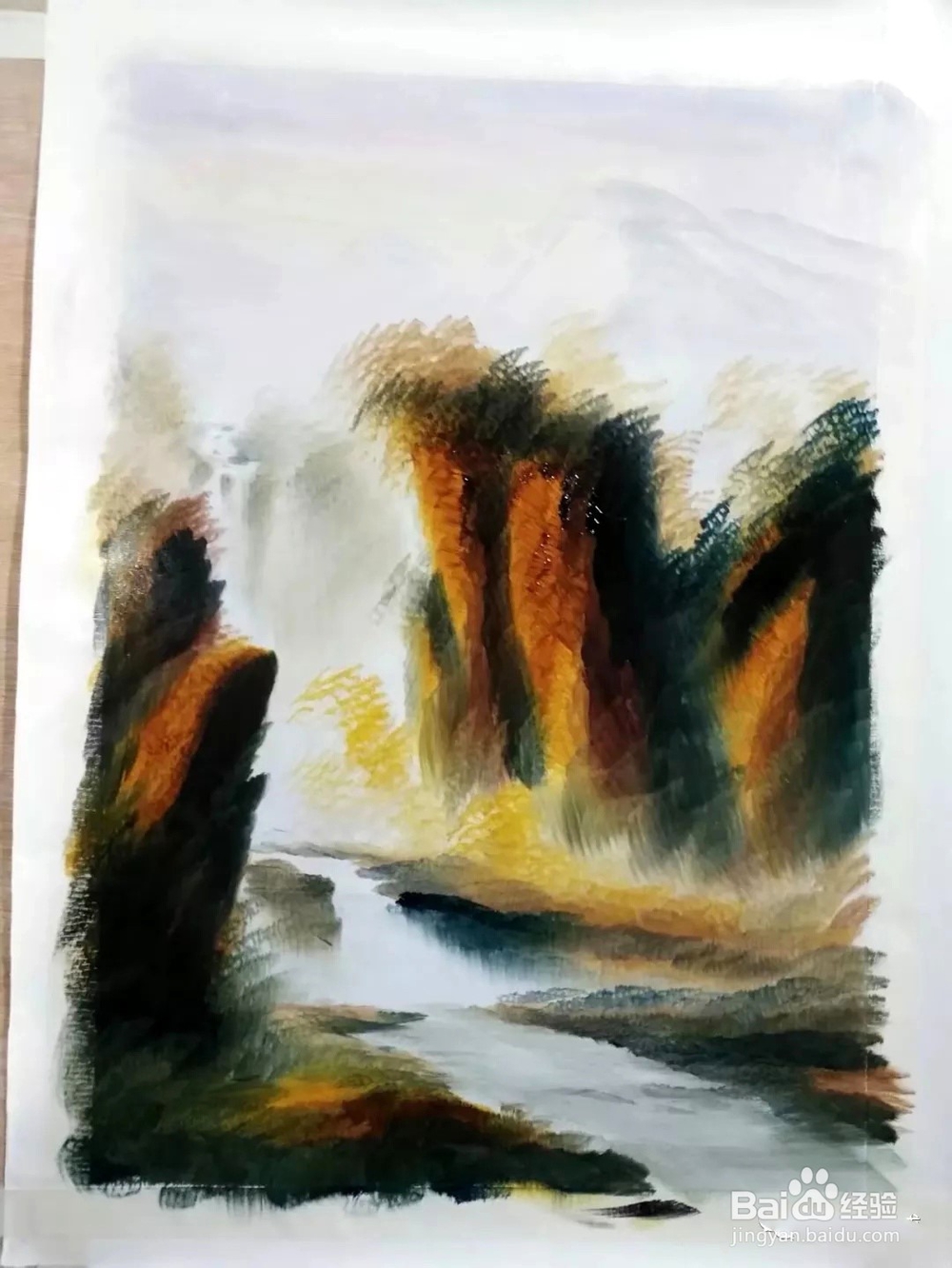 风景油画-刀画秋景画法