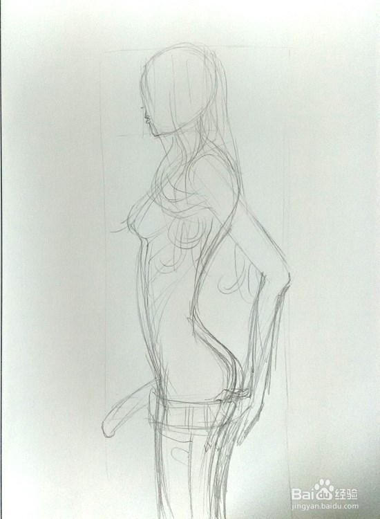 手绘插画-人物黑白装饰画（美少女）