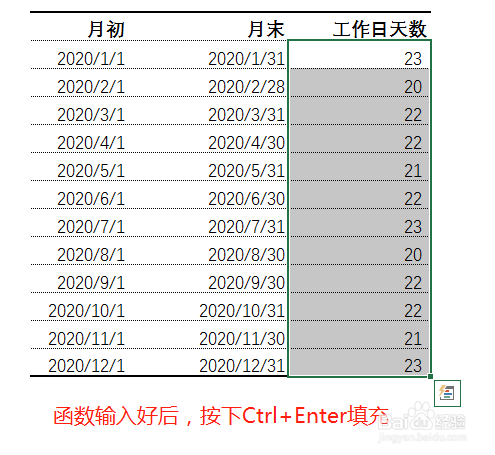 Excel计算工作日天数
