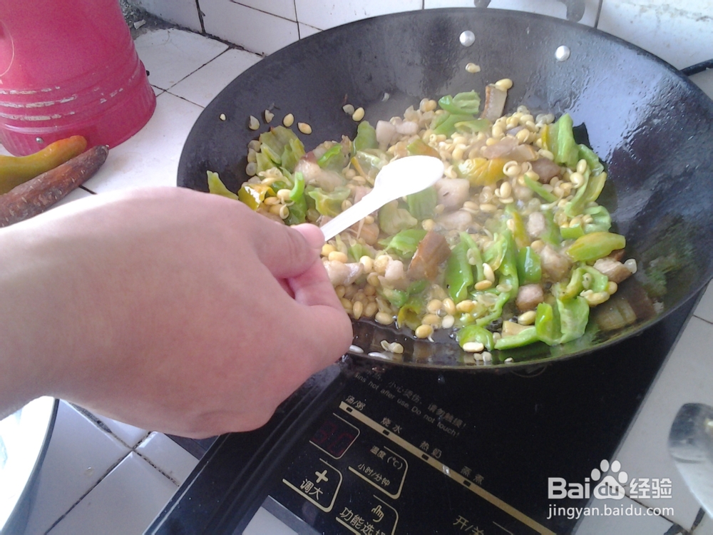 肉炒黄豆芽尖椒