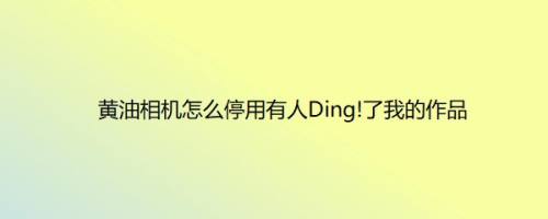 黄油相机怎么停用有人Ding!了我的作品