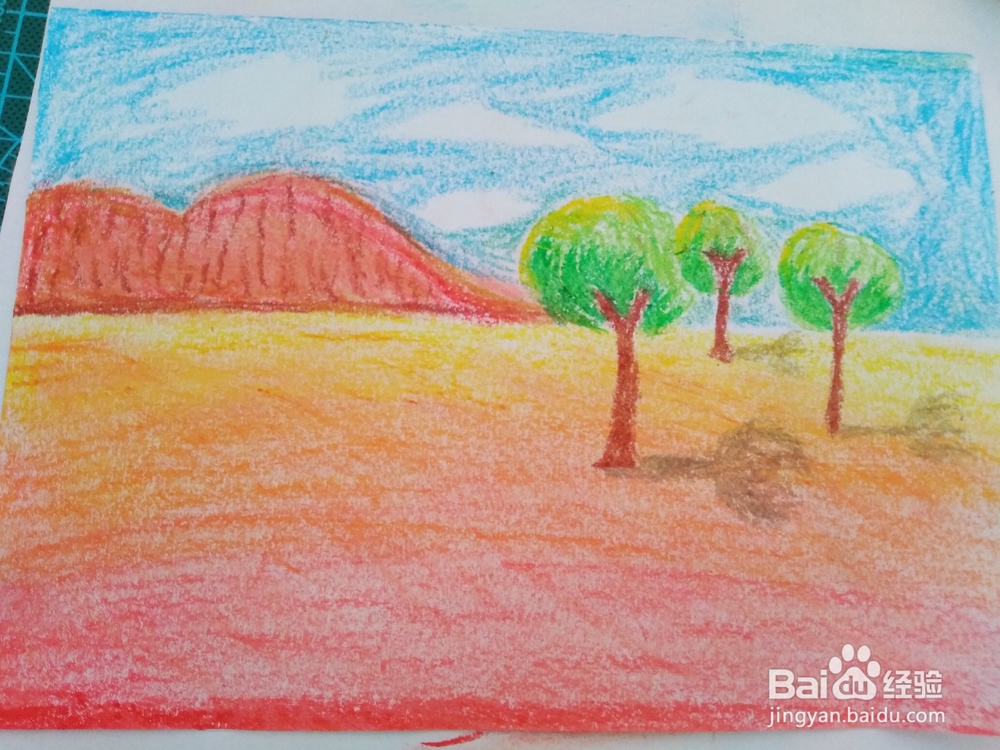 油画棒风景画之初秋田野