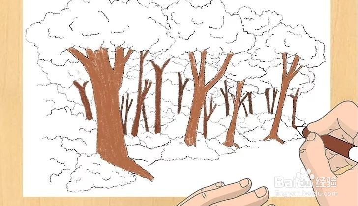 怎样教孩子画深林