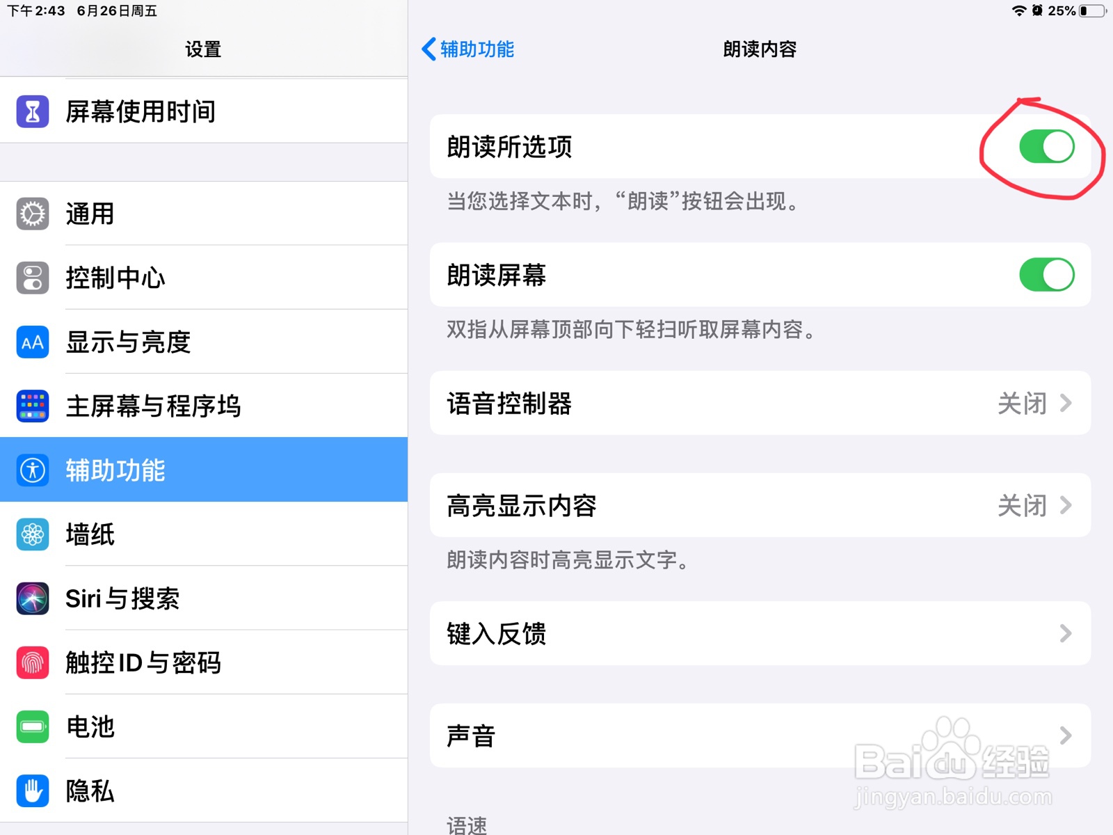 iPad怎么打开朗读所选项
