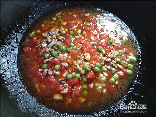 教你怎么做番茄豌豆肉酱意面