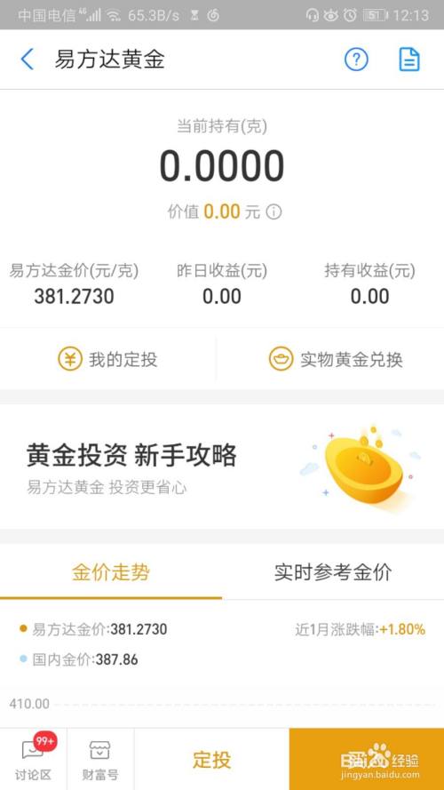 如何在支付宝投资黄金