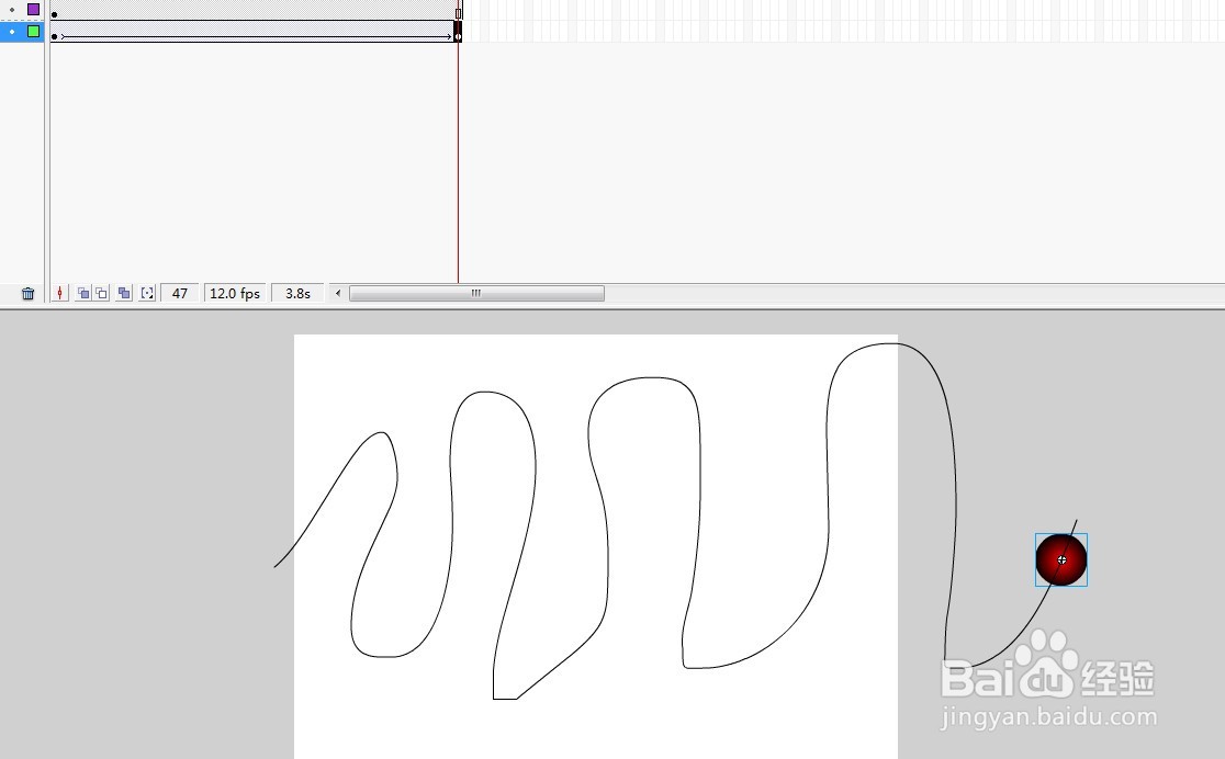 flash制作小球沿着自定义路径移动的方法