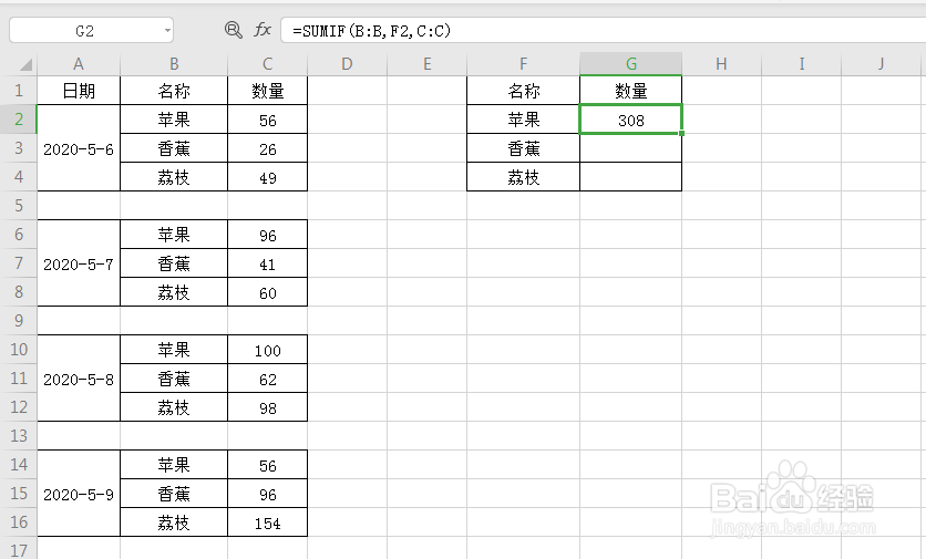 WPS表格中如何运用SUMIF函数