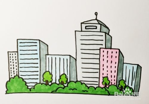 城市楼房怎么画