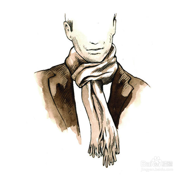 时尚简单男士围巾如何打法