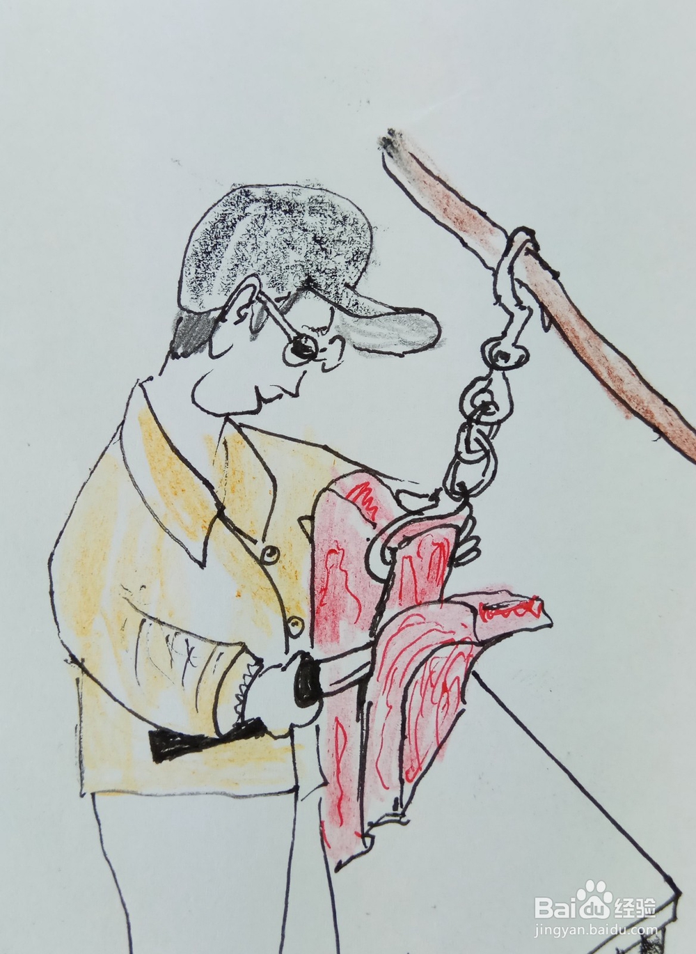 怎样画简笔画“割猪肉”?