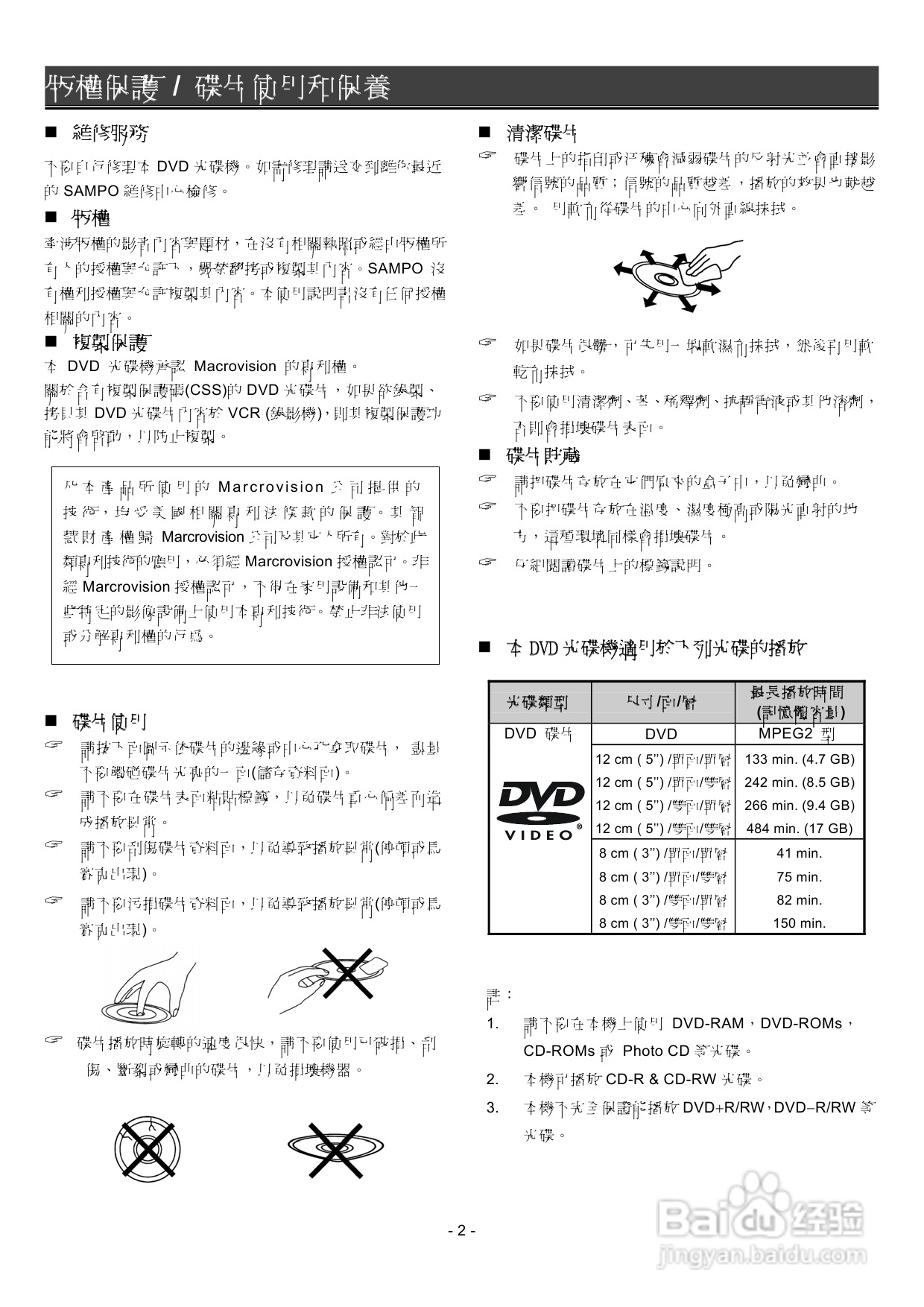 声宝DVB-U22型DVD播放器说明书:[1]