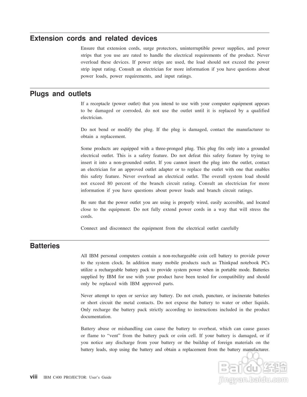 IBM C400投影机说明书:[1]