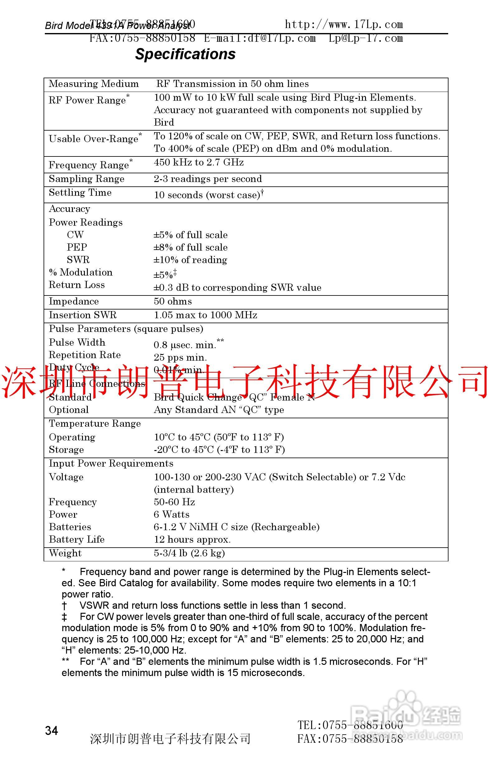 BIRD4391A鸟牌功率计使用手册:[5]