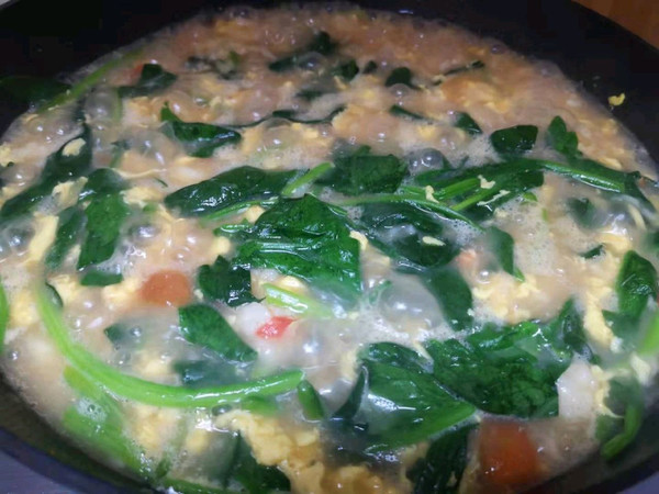 鲜虾菠菜疙瘩汤