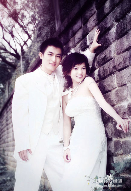 Photoshop打造古典暗调蓝紫色外景婚片
