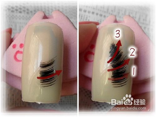 羽毛图案美甲教程—教你用扇形刷画美甲