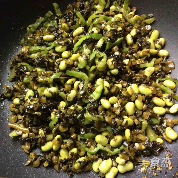 青椒咸菜炒毛豆