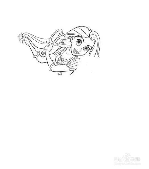 长发公主乐佩的简笔画