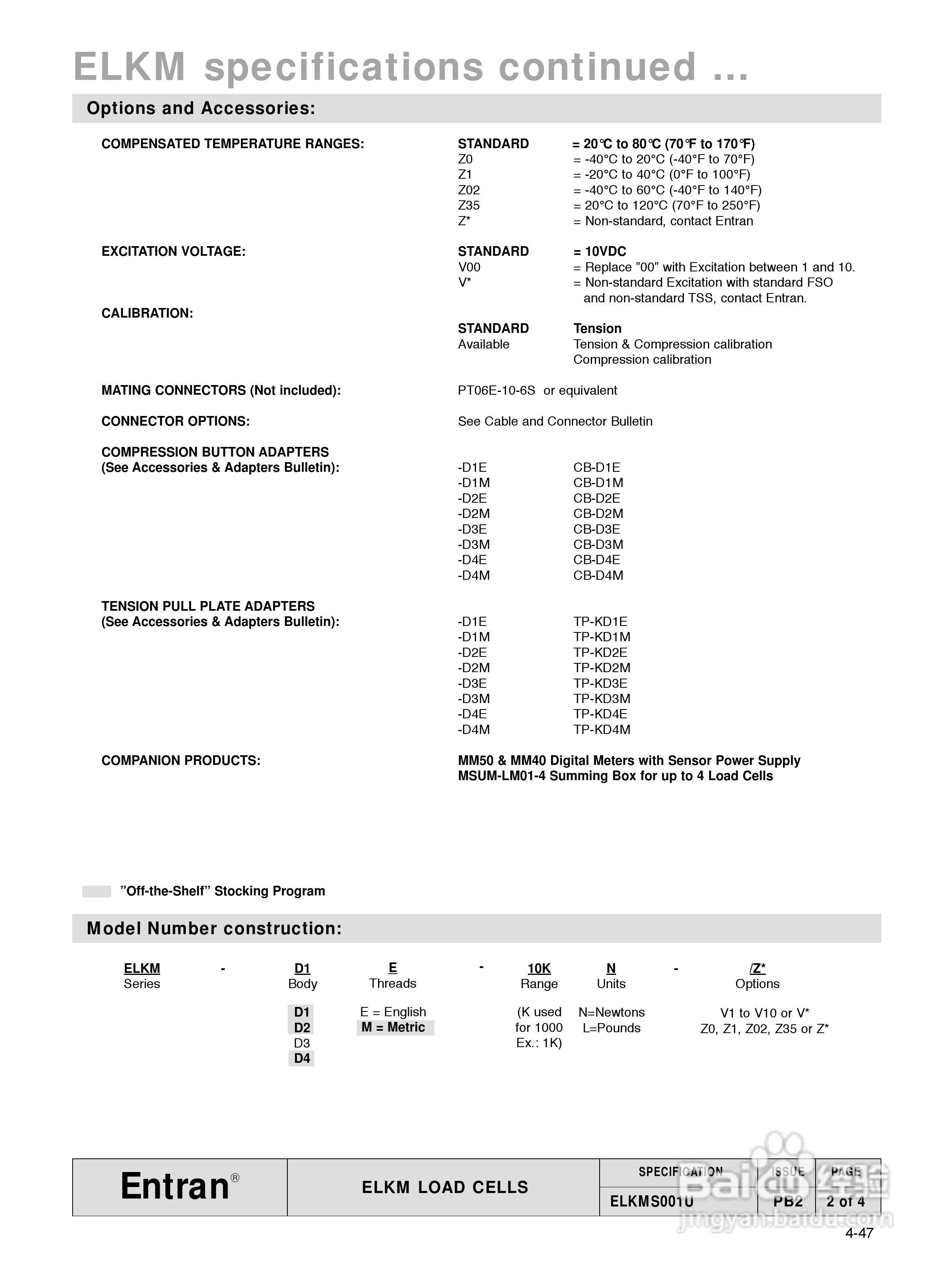 MEAS-精量电子ELKM拉力传感器说明书