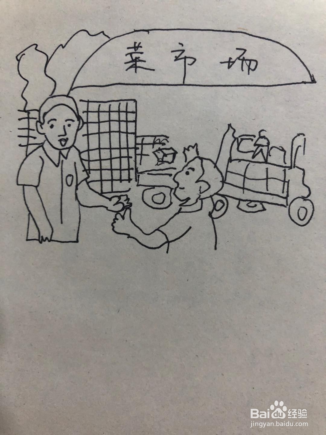菜市场简笔画
